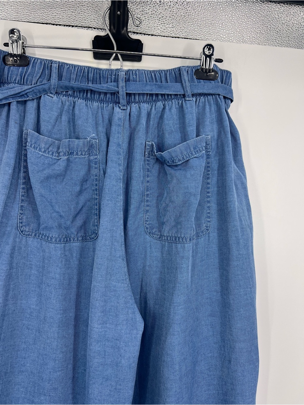 Joie 100% Lyocell Wide Leg Crop Pants Blue Drawstring Waist XL - Picture 7 of 10